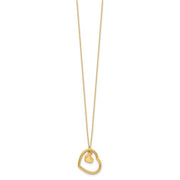 14k Yellow Gold Double Dangle Heart Fashion Necklace