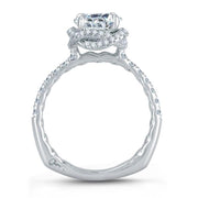 18k White Gold Woven Halo Diamond Engagement Ring by A.JAFFE