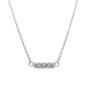 14k White Gold Petite Diamond Bar Necklace by IJC