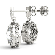 Platinum Vintage Cushion Diamond Dangle Earring Semi-Mountings