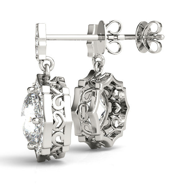 Platinum Vintage Cushion Diamond Dangle Earring Semi-Mountings