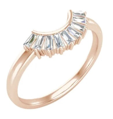 14k Rose Gold Tapered Baguette Diamond Contour Wedding Band