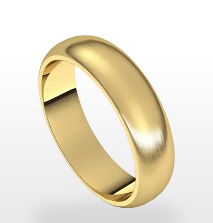 14k Yellow Gold Domed Band with Satin Finish