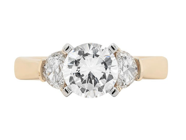 14k Yellow Gold Three Stone Diamond Engagement Ring by Rego Designs