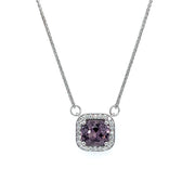 18k White Gold Purple Spinel & Diamond Halo Necklace by IJC