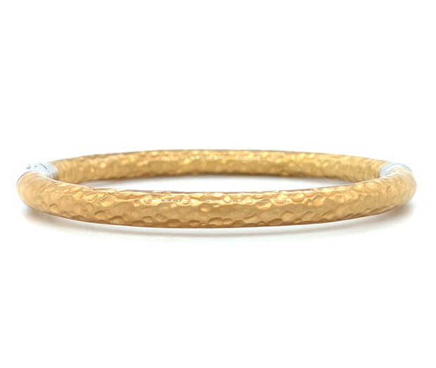 Sterling Silver Gold Enamel & Hammered Texture Bangle Bracelet by SOHO