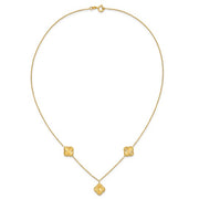 14k Yellow Diamond Cut Clover Station Necklace