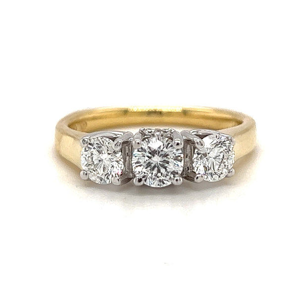 18k Two Tone Three Stone Diamond Engagement Ring by Star129