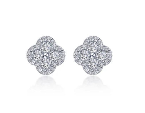 Sterling Silver Simulated Diamond Clover Stud Earrings by Lafonn