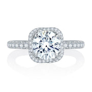 18k White Gold Woven Halo Diamond Engagement Ring by A.JAFFE