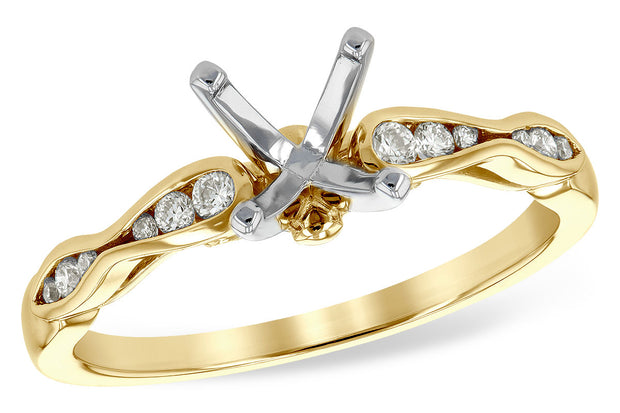 14k Yellow Gold Contemporary Inspired Diamond Engagement Ring Semi Mount by Allison Kaufman