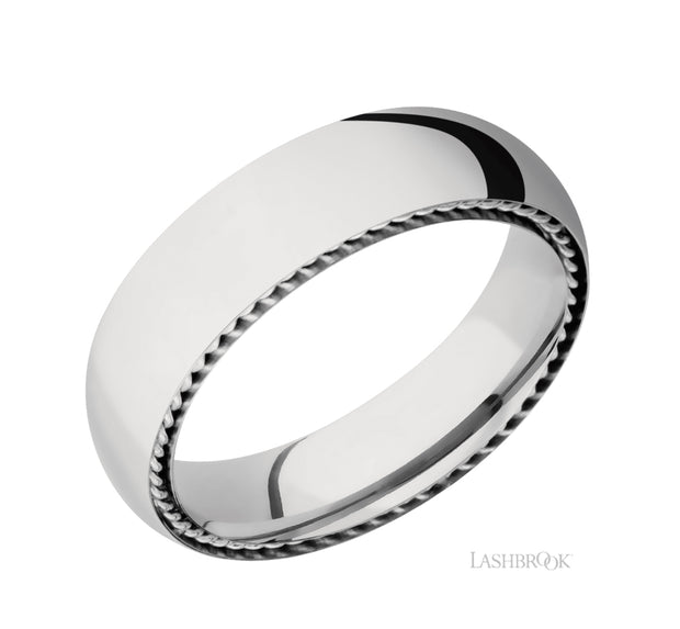 Classic Platinum & Side Braid Detail Wedding Band by Lashbrook Designs