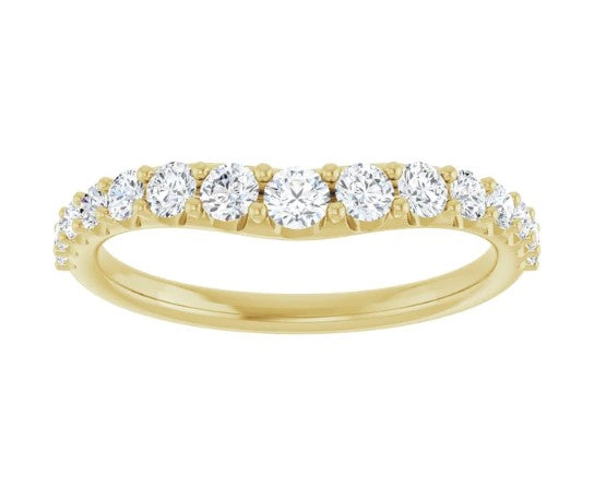 14k Yellow Gold Classic Diamond Contour Wedding Band