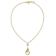 14k Two Tone Gold Polished Open Circle Drop Fashion Necklace