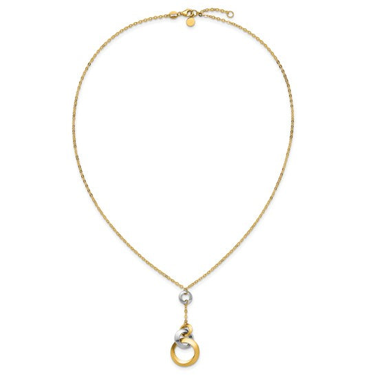 14k Two Tone Gold Polished Open Circle Drop Fashion Necklace
