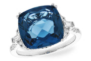 14k White Gold London Blue Topaz & Diamond Fashion Ring by Allison Kaufman