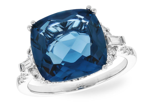 14k White Gold London Blue Topaz & Diamond Fashion Ring by Allison Kaufman