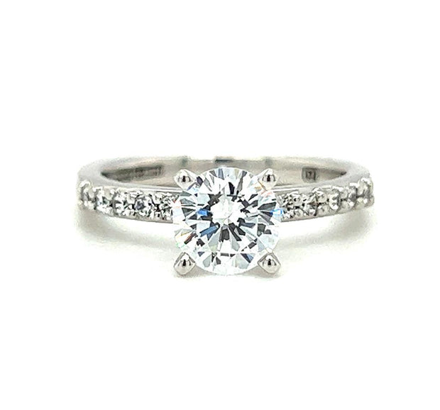 18k White Gold Classic Prong Set Diamond Engagement Ring by A. JAFFE