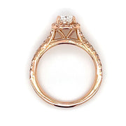 Pre-Owned 14k Rose Gold Classic Halo Cushion Diamond Engagement Ring