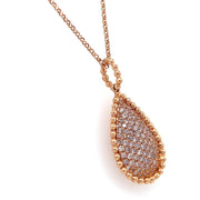 18k Rose Gold Pear Shape Pave Fancy Light Pink Diamond Fashion Necklace