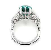 14k White Gold Green Tourmaline & Diamond Ring by IJC