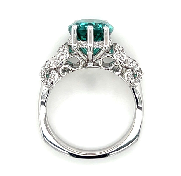 14k White Gold Green Tourmaline & Diamond Ring by IJC