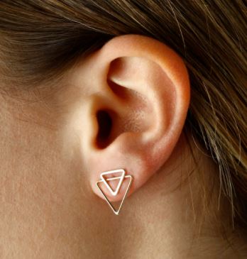 14k Yellow Gold Triangle Metal Fashion Earrings