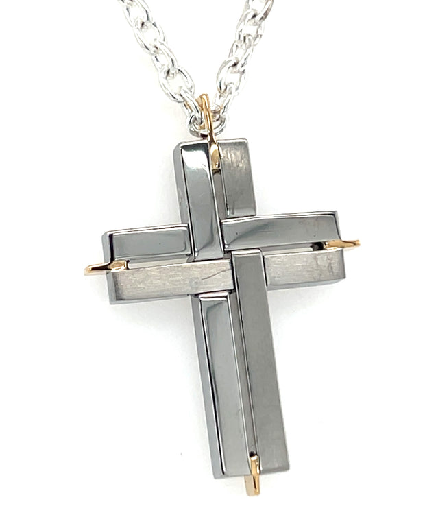 Sterling Silver/14k Yellow Gold Cross Pendant