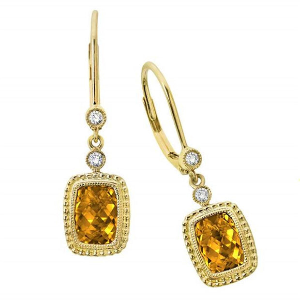 Pre-Owned 14k Yellow Gold Citrine & Diamond Earrings