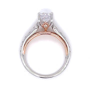 14k White & Rose Gold Accented Vintage Inspired Diamond Engagement Ring by Rego Designs