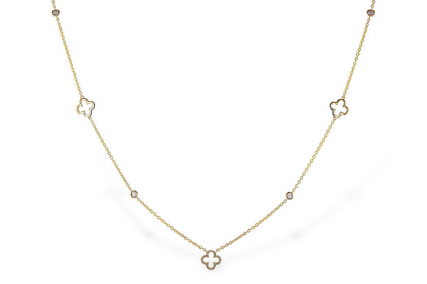 14k Yellow Gold Diamond Clover Fashion Necklace by Allison Kaufman