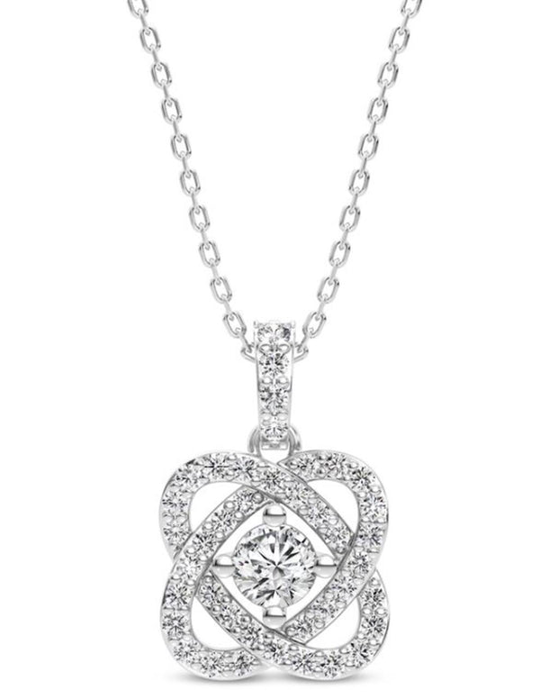 14k White Gold Lab Grown Diamond Loveknot Necklace