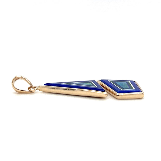 Pre-Owned 14k Yellow Gold Multi-Gemstone Geometric Shape Drop Pendant
