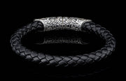 Men's Black Braided Leather & Sterling Silver 'Ramble On' Bracelet by William Henry