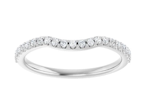 14k White Gold Classic Diamond Fitted Contour Wedding Band