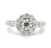 Pre-Owned 18k White Gold Round Brilliant Diamond Halo Engagement Ring