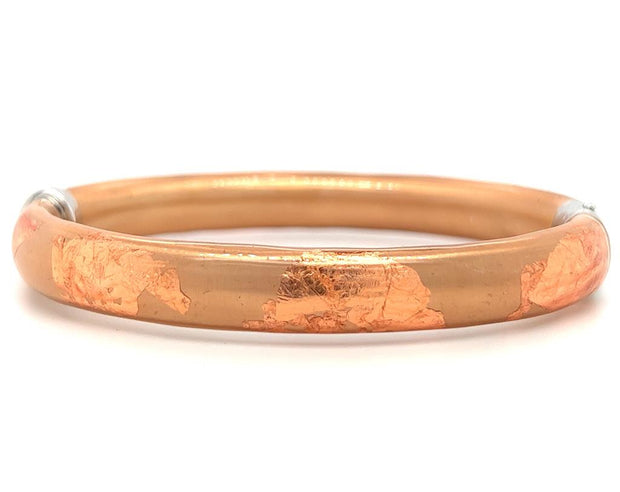 Sterling Silver, Gold Leaf, & Rose Gold Enamel Bangle Bracelet by SOHO