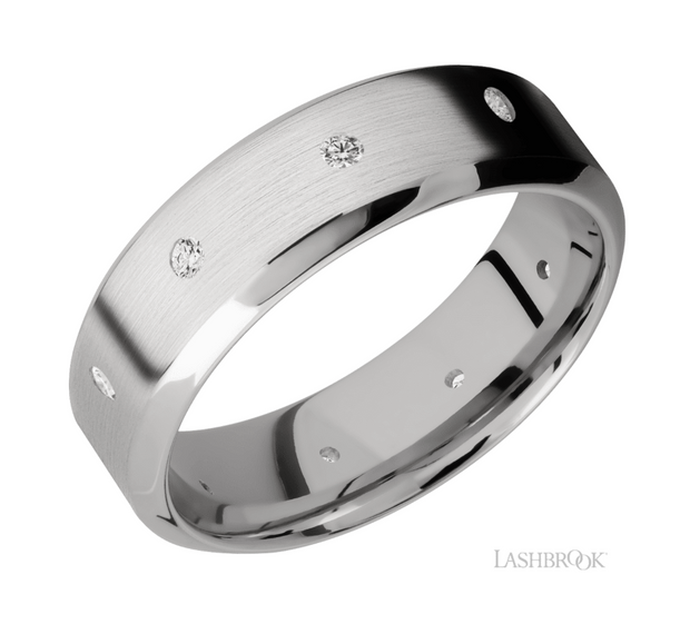 14k White Gold Bevel Diamond Eternity Wedding Band by Lashbrook Designs