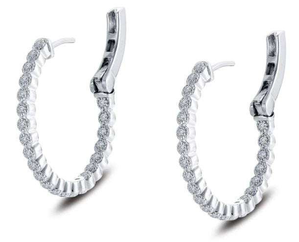 Sterling Silver & Simulated Diamond Inside Outside Hoop Earrings by Lafonn