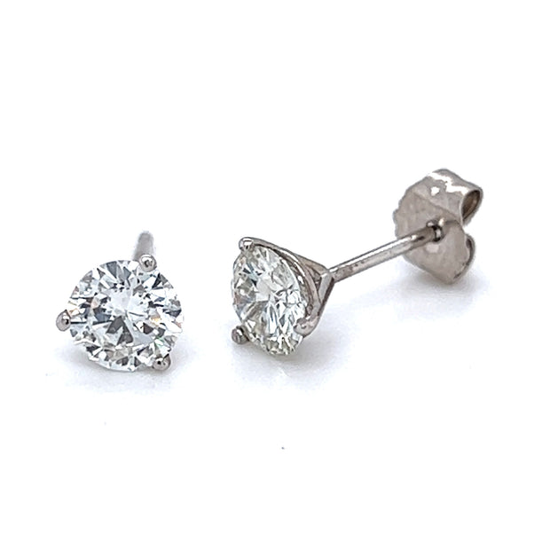 14k White Gold 1.01 CTW Diamond Stud Earrings