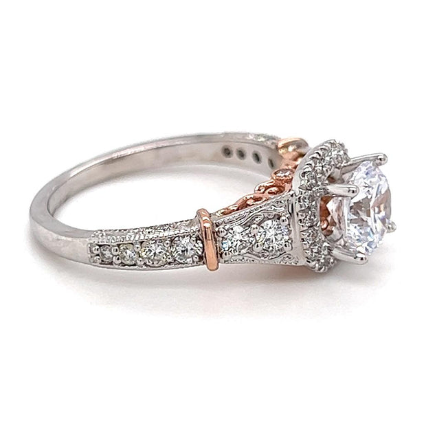 14k White & Rose Gold Diamond Semi Mount Engagment Ring