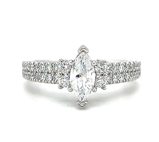 14k White Gold Marquise Diamond Engagement Ring