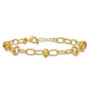 14k Yellow Gold Multi Texture Fancy Link Fashion Bracelet
