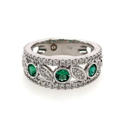 18k White Gold Emerald & Diamond Ring by IJC