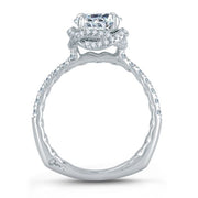 18k White Gold Woven Halo Diamond Engagement Ring by A.JAFFE