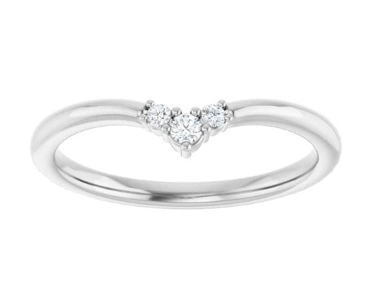 14k White Gold Petite Diamond Chevron Wedding Band