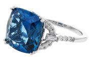 14k White Gold London Blue Topaz & Diamond Fashion Ring by Allison Kaufman