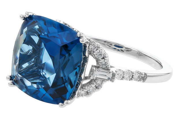 14k White Gold London Blue Topaz & Diamond Fashion Ring by Allison Kaufman