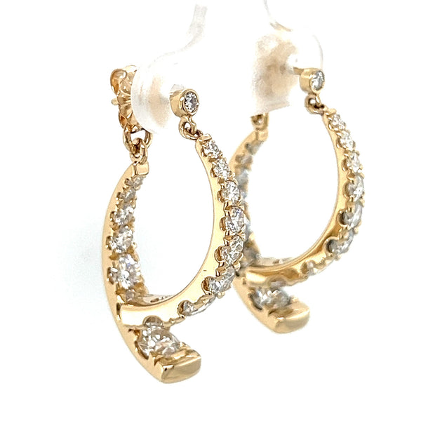 14k Yellow Gold Laboratory Created Moissanite Dangle Banana Earrings by IJC