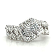 18k White Gold Mosaic Diamond Fashion Ring